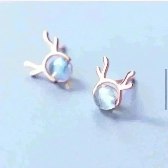 Jewelry - Sterling Silver Rose Gold Antler Earrings